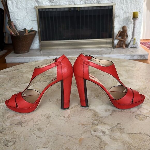 Longchamp Leather Platform Peep Toe Heels - Picture 12 of 17